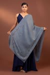 MODARTA_Grey Swarovski Studded Stole _Online_at_Aza_Fashions