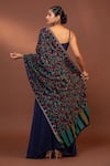 Shop_MODARTA_Blue Abstract Floral Woven Shawl _at_Aza_Fashions