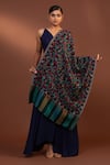 MODARTA_Blue Abstract Floral Woven Shawl _Online_at_Aza_Fashions