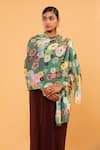 Buy_MODARTA_Green Geometric Print Shawl _at_Aza_Fashions