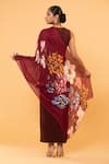 Shop_MODARTA_Red Flower Print Shawl _at_Aza_Fashions