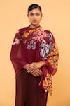 MODARTA_Red Flower Print Shawl _at_Aza_Fashions