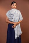 Buy_MODARTA_Grey Floral Lace Embellished Shawl _at_Aza_Fashions