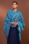 Buy_MODARTA_Blue Paisley Floral Woven Shawl _at_Aza_Fashions