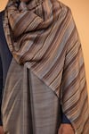 Shop_MODARTA_Grey Stripe Placement Pattern Shawl _Online_at_Aza_Fashions