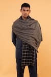 MODARTA_Black Chequered Reversible Woolen Shawl _Online_at_Aza_Fashions