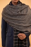 Buy_MODARTA_Black Chequered Reversible Woolen Shawl _Online_at_Aza_Fashions