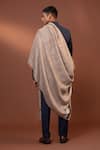 Shop_MODARTA_Beige Stripe Border Woven Shawl _at_Aza_Fashions