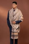 Buy_MODARTA_Beige Stripe Border Woven Shawl _Online_at_Aza_Fashions