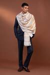 Buy_MODARTA_White Stripe Pattern Woven Shawl _at_Aza_Fashions