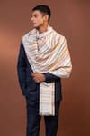 Shop_MODARTA_White Stripe Pattern Woven Shawl _Online_at_Aza_Fashions