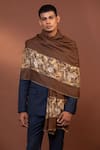 Buy_MODARTA_Brown Floral Paisley Pattern Border Shawl _Online_at_Aza_Fashions