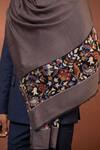 Buy_MODARTA_Grey Floral Hand Embroidered Border Shawl _Online_at_Aza_Fashions