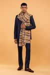 Shop_MODARTA_Beige Stripe Pattern Handwoven Shawl _at_Aza_Fashions