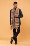 MODARTA_Beige Stripe Pattern Handwoven Shawl _Online_at_Aza_Fashions