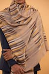 Shop_MODARTA_Beige Stripe Pattern Handwoven Shawl _Online_at_Aza_Fashions