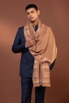 Buy_MODARTA_Brown Stripe Hand Loomed Shoulder Wrap Shawl _Online_at_Aza_Fashions