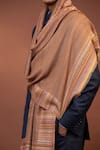 Shop_MODARTA_Brown Stripe Hand Loomed Shoulder Wrap Shawl _Online_at_Aza_Fashions