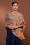 Shop_MODARTA_Beige Floral Pattern Shawl _Online_at_Aza_Fashions