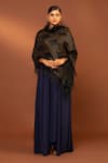 Buy_MODARTA_Black Feather Prism And Embellished Shawl _at_Aza_Fashions