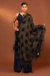 MODARTA_Black Feather Prism And Embellished Shawl _Online_at_Aza_Fashions