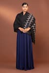 Buy_MODARTA_Black Swarovski Crystal Chevron Border Shawl _at_Aza_Fashions