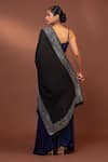 Shop_MODARTA_Black Swarovski Crystal Astron Border Shawl _at_Aza_Fashions