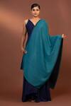 MODARTA_Blue Reversible Fine Wool Shawl _Online_at_Aza_Fashions