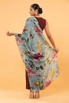 Shop_MODARTA_Blue Wildbloom Print Shawl _at_Aza_Fashions