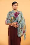 MODARTA_Blue Wildbloom Print Shawl _at_Aza_Fashions