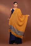 MODARTA_Yellow Bloom Border Embroidered Shawl _Online_at_Aza_Fashions