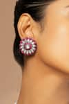 Buy_Curio Cottage_Silver Plated Kundan Floral Stud Earrings _at_Aza_Fashions