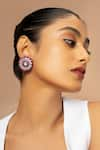 Shop_Curio Cottage_Silver Plated Kundan Floral Stud Earrings _Online_at_Aza_Fashions