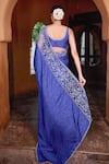 Shop_Ayaka_Blue Viscose Tabby Embroidery Bandhani Pattern Saree _at_Aza_Fashions