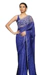 Ayaka_Blue Viscose Tabby Embroidery Bandhani Pattern Saree _Online_at_Aza_Fashions