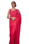 Buy_Ayaka_Red Viscose Tabby Embroidery Bandhani Floral Saree _Online_at_Aza_Fashions