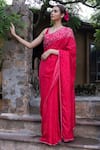 Buy_Ayaka_Red Viscose Tabby Embroidery Bandhani Floral Saree 