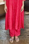 Ayaka_Red Viscose Tabby Printed Bandhani Carly Trouser _Online_at_Aza_Fashions