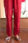 Shop_Ayaka_Red Viscose Tabby Embroidery Sequin Carly Border Trouser _at_Aza_Fashions