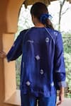 Shop_Ayaka_Blue Viscose Tabby Hand Embroidery Kantha Round Dale Thread Pleated Top _Online_at_Aza_Fashions