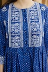 Shop_Ayaka_Blue Viscose Tabby Hand Embroidered Thread Round Bandhani Print Kurta _Online_at_Aza_Fashions