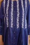 Ayaka_Blue Viscose Tabby Hand Embroidered Floral Wines Round Pintucked Tunic _Online_at_Aza_Fashions