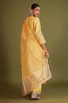 Kalakari by Akanksha_Yellow Silk Chanderi Embroidery Soorajmukhi Embellished Aliya Cut Kurta Set _Online_at_Aza_Fashions