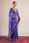 Buy_Kalakari by Akanksha_Purple Pure Silk Organza Embroidery Sequin Gulkhera And Aari Saree With Blouse _Online_at_Aza_Fashions