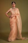 Buy_Kalakari by Akanksha_Pink Pure Silk Organza Embroidery Sequin Lace Champa Border Saree With Blouse _at_Aza_Fashions