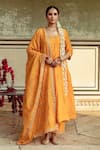 Buy_Maison Shefali_Yellow Chanderi Silk Embellished Zardozi Round Detailed Kalidar Kurta Set _at_Aza_Fashions