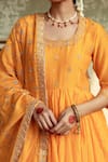 Maison Shefali_Yellow Chanderi Silk Embellished Zardozi Round Detailed Kalidar Kurta Set _Online_at_Aza_Fashions