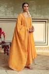 Buy_Maison Shefali_Yellow Chanderi Silk Embellished Zardozi Round Detailed Kalidar Kurta Set 