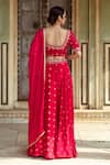 Shop_Maison Shefali_Fuchsia Satin Silk Printed Marodi Round Mirror Work Detailed Lehenga Set _at_Aza_Fashions