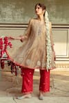 Maison Shefali_Gold Pure Tissue Silk Embroidered Gota Patti Round Marodi Anarkali With Pant _at_Aza_Fashions